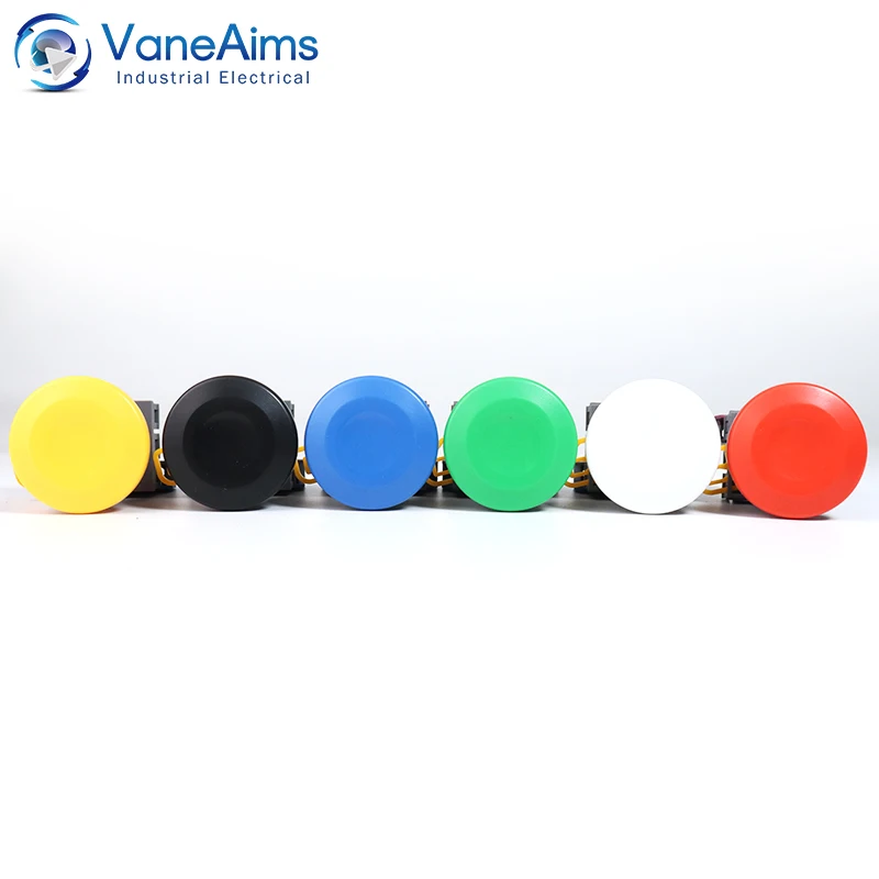 VaneAims 22mm Mushroom Momentary Switch FXBY6 Plastic Push Button Switch Latching Self Reset Red Yellow Blue Green White Black