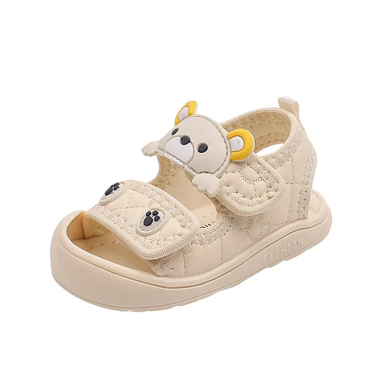 Toddler Sandals 2026 Summer Baby Beach Shoes Cute Cartoon Bear Infant Sandals Protect-toe Unisex Baby Boy Girl Sandals
