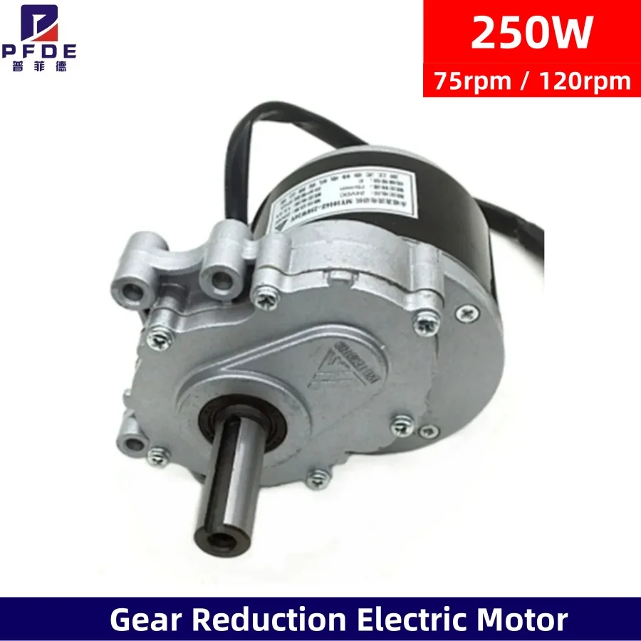 NEW 250w 24v 75rpm / 120rpm Low Speed Brush Motor, Wheel Chair DC Gear Brushed Motor Large Torque Electric Motor