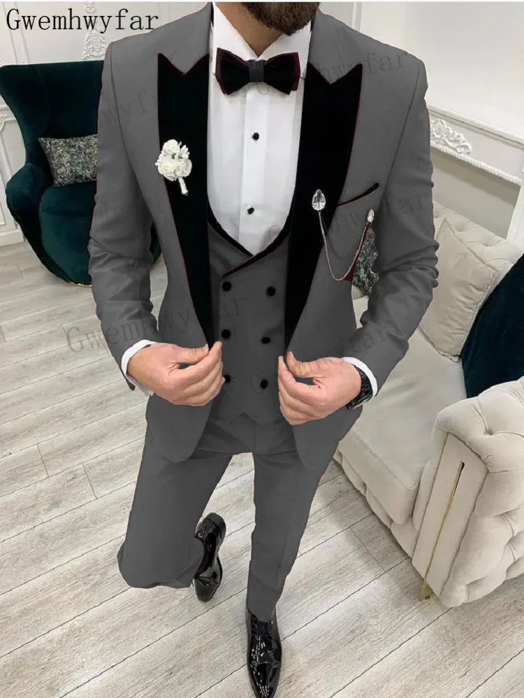 

Gwenhwyfar New Casual Men's Suit Groom Best Man Wedding Banquet Plus-size Business Three-piece Set Costume Homme Feminina