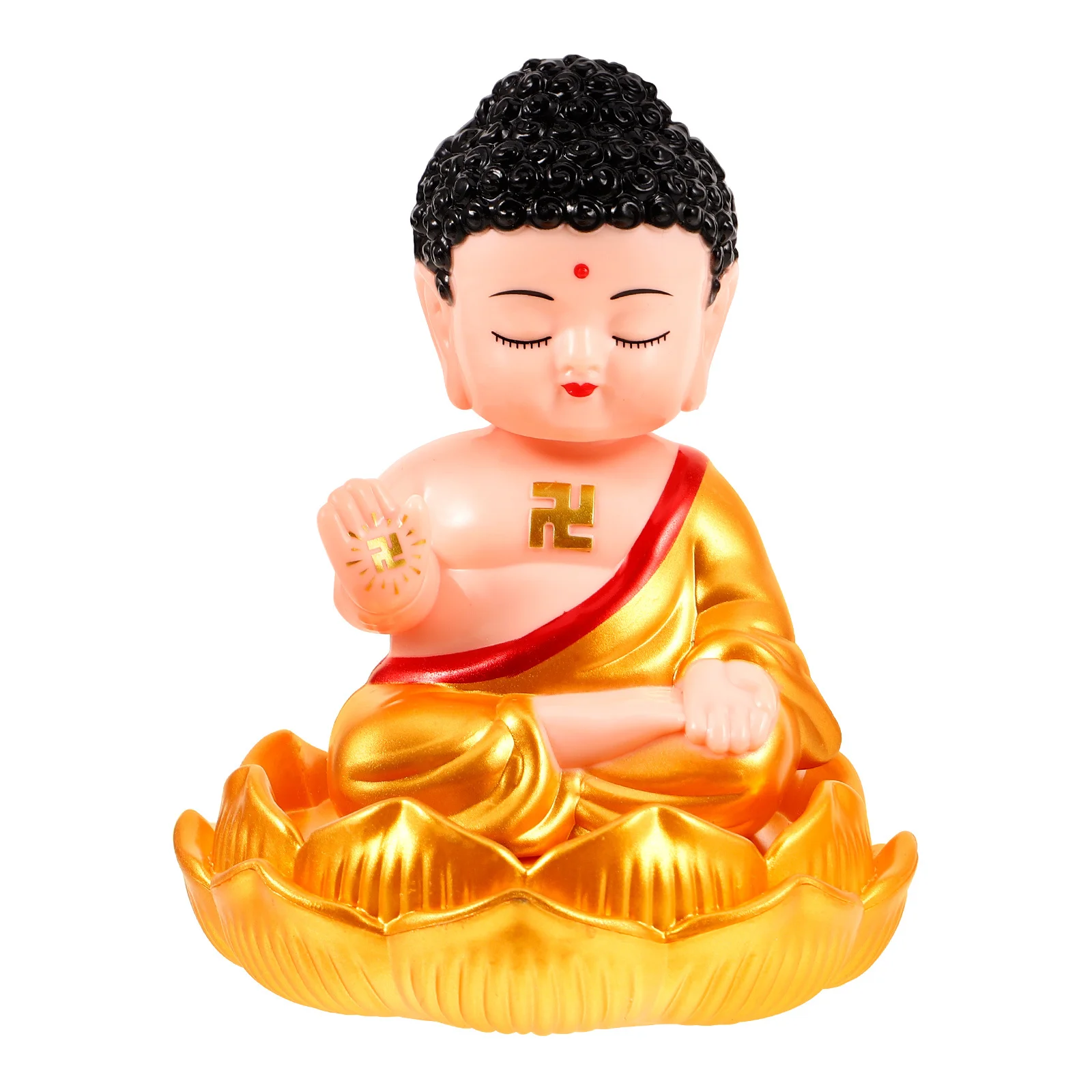 الذهب رداء بوذا تمثال تعمل بالطاقة الشمسية سطح المكتب ديكور للمنزل لوحة سيارة داخلي منضدية زخرفة خمر نمط حرفة صغيرة