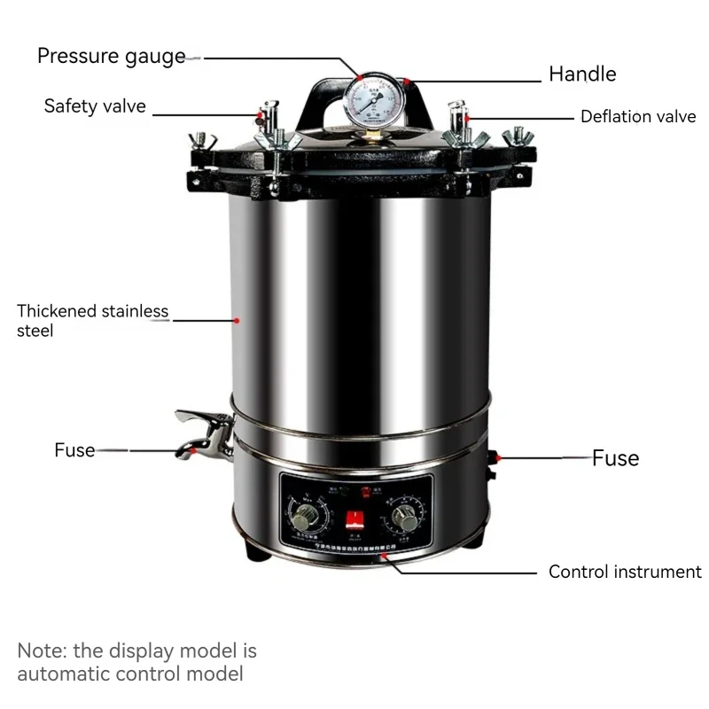 12L/18L/25L Portable Pot Sterilization Autoclave LCD Automatic High Temperature Pressure Steam Sterilizer Pots Surgical Medical