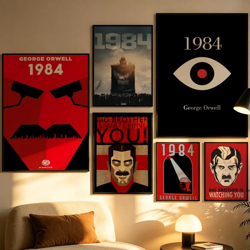Pôster decorativo de livro N-Nineteen E-Eighty-Four, pôster decorativo para sala de estar, quarto, estudo, escritório