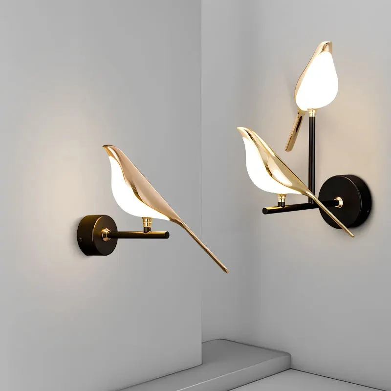 Modern Wall Lamp Magpie Bird Wall Panels Bedroom Decoration Home Wall Lights for Living Room Bathroom Mirror Light  House Sconce