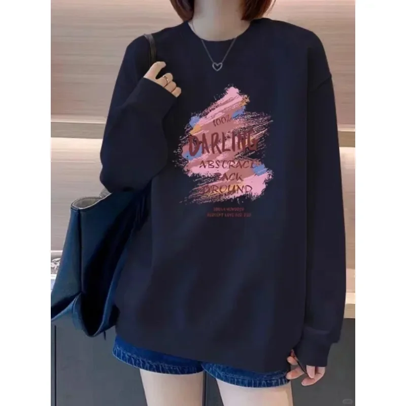 

Luxury Fashion Trend Japanese and Korean Style English Pattern Printing Autumn and Winter New Women's Crew Neck Sweater