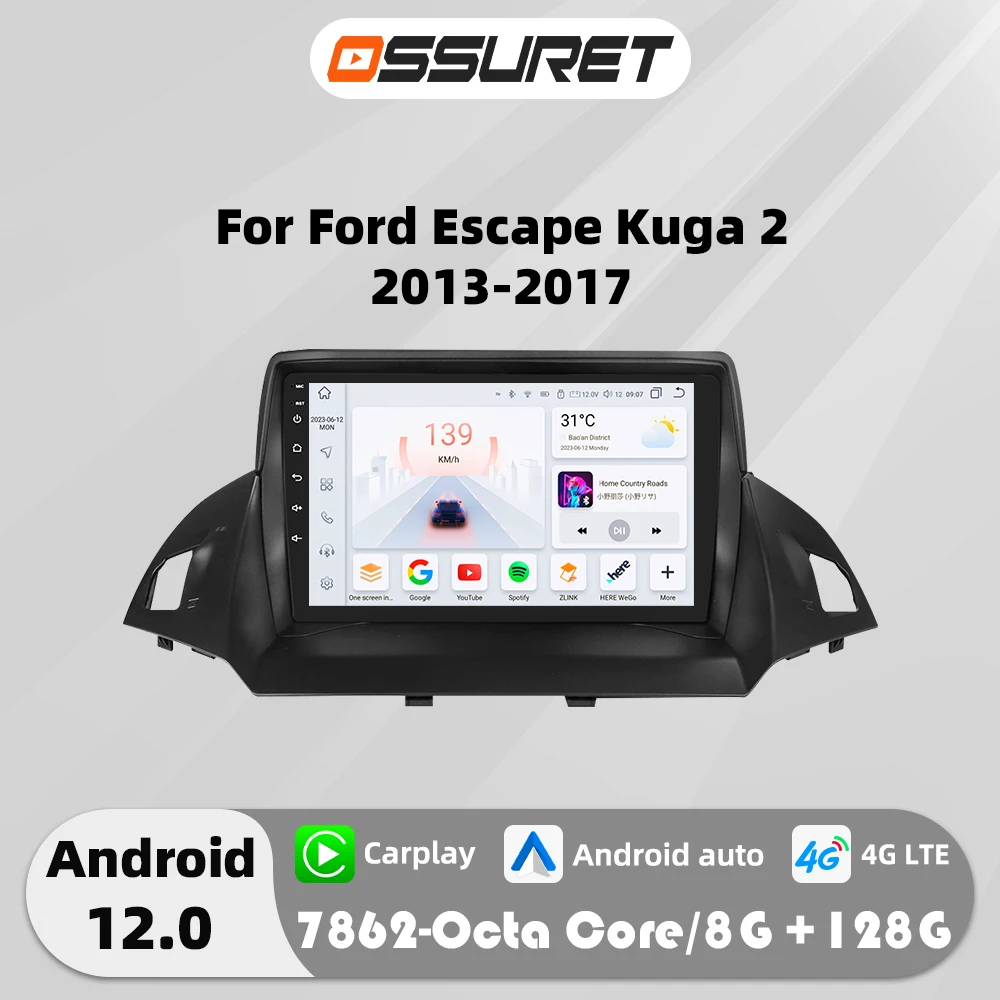 

2DIN Android 13 Car radio For Ford Kuga 2 Escape 3 2013-2016 Multimedia Video player 4G 8Core Autoradio 7862 Carplay QLED Screen