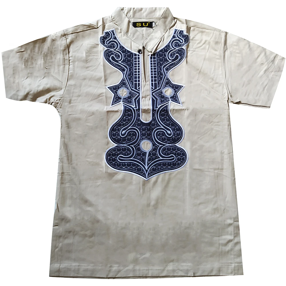 Mr Hunkle Men's Shirts Casual Stand Neck Short Sleeve Dashiki Embroidery Tops African Male Blouse Summer Daily Wear 2022 New