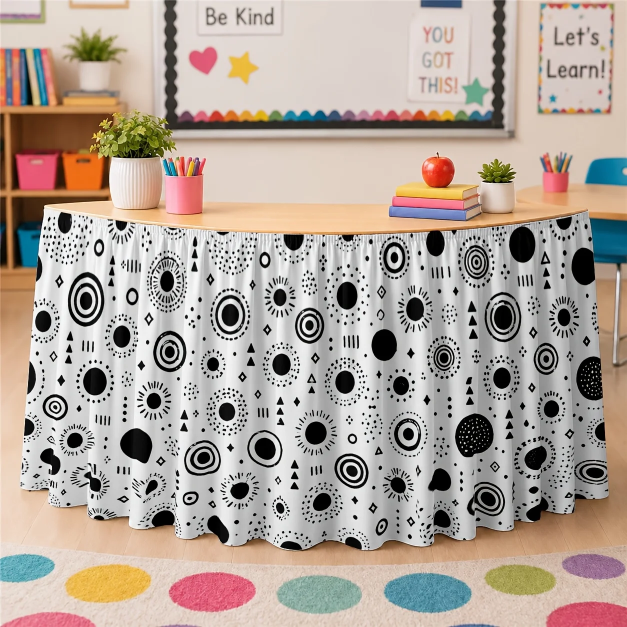 Geometric Circle Pattern Party Tablecloth - tablecover. Table skirt. Modern minimalist design. Suitablezyc