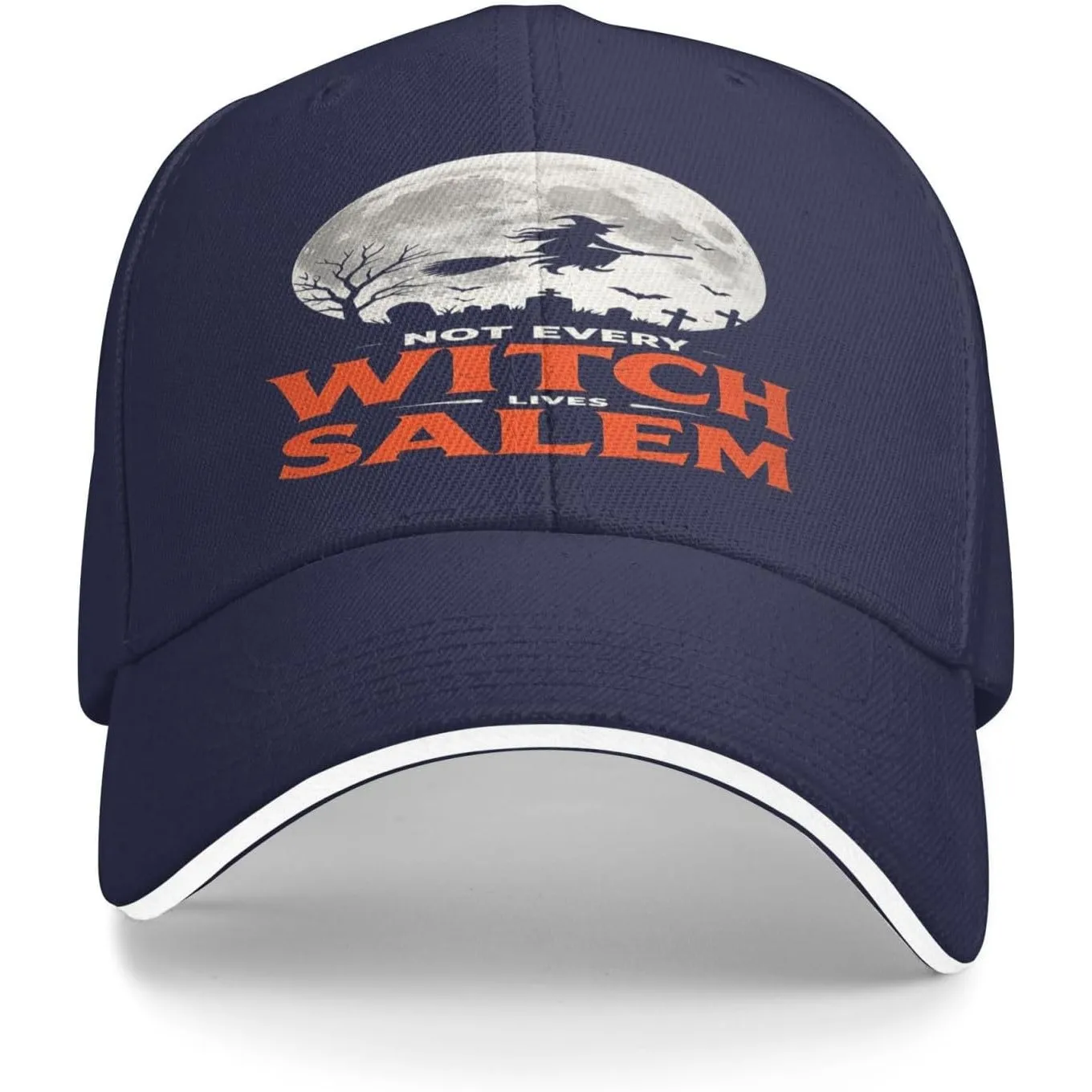 Fall Halloween Not Every Witch Lives in Salem Sandwich Baseball Caps Black | Adjustable Magnetic Breathable Comfortable