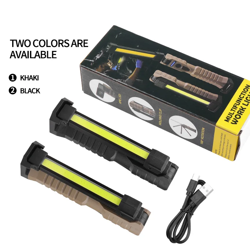 COB LED Work Light - USB Rechargeable with Power Indicator for Auto Repair & Outdoor