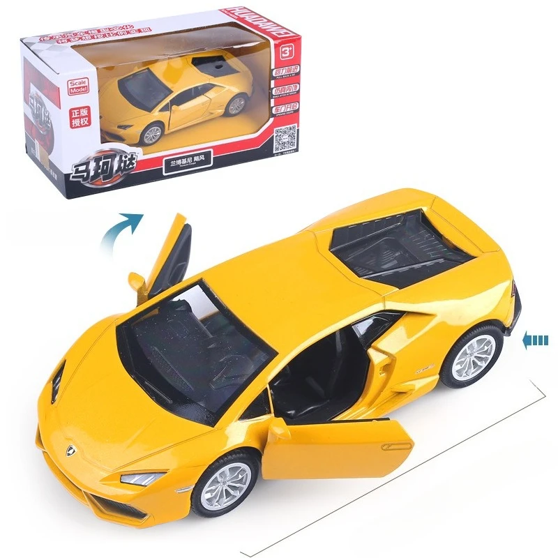 1:36 lamborghini huracan roda alemanha touro logotipo diecast super esporte carro modelo de metal puxar para trás veículo liga brinquedo
