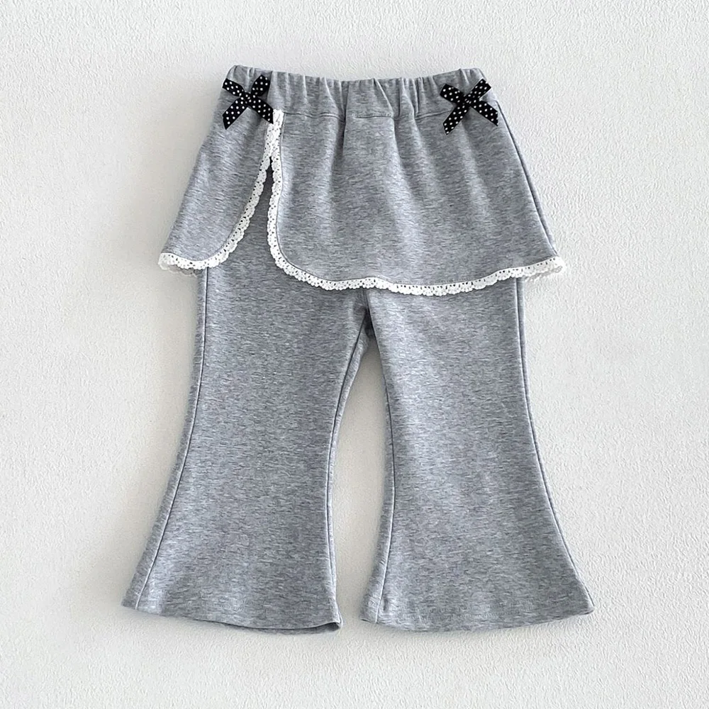 Toddler Girl Flare Pants Cotton Solid Color Autumn New Arrival 2026 Kids Clothing Boot Cut Children Trousers  -125