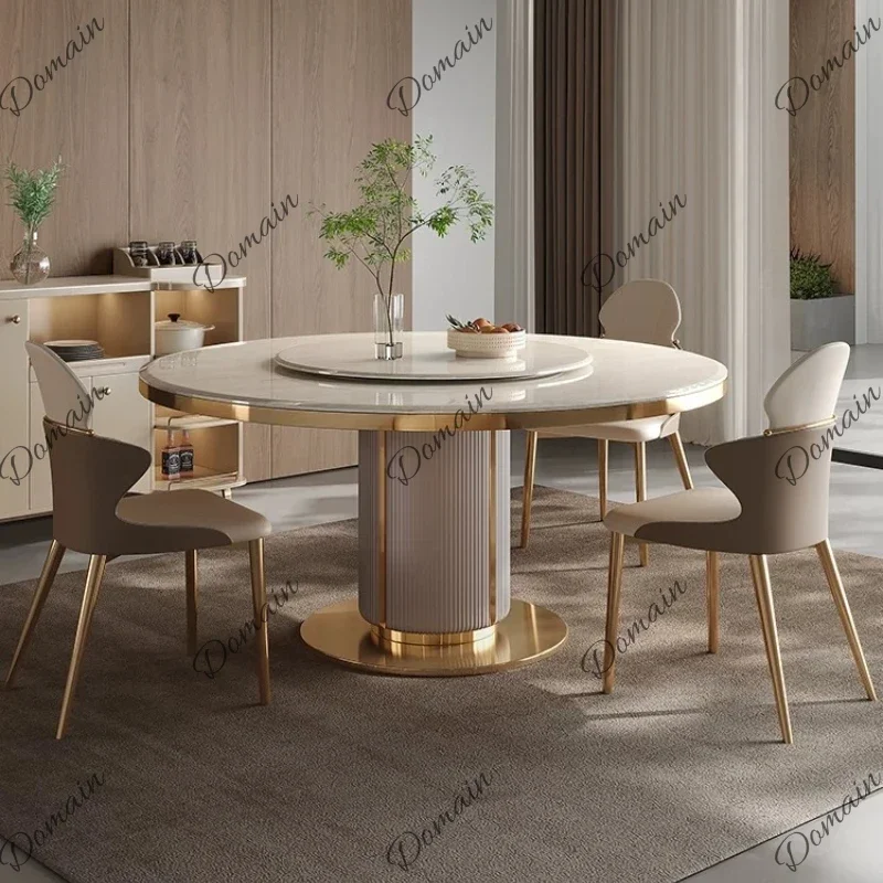 M Light Luxury Marble New Dining Table Pliante Modern High-end Round Dining Table Set Of 6 Chairs Kitcjen Tables Home Furniture