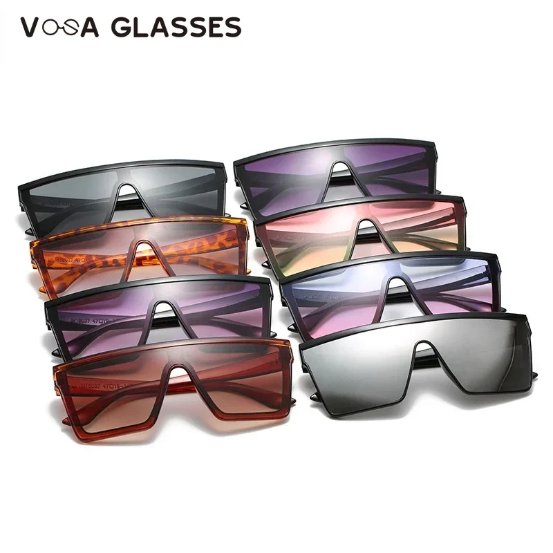 NEW 8 colors Flat Top Sunglasses Men Women Brand Designer Square Shades Gradient Sun Glasses Men Cool One Piece UV400 Mirror