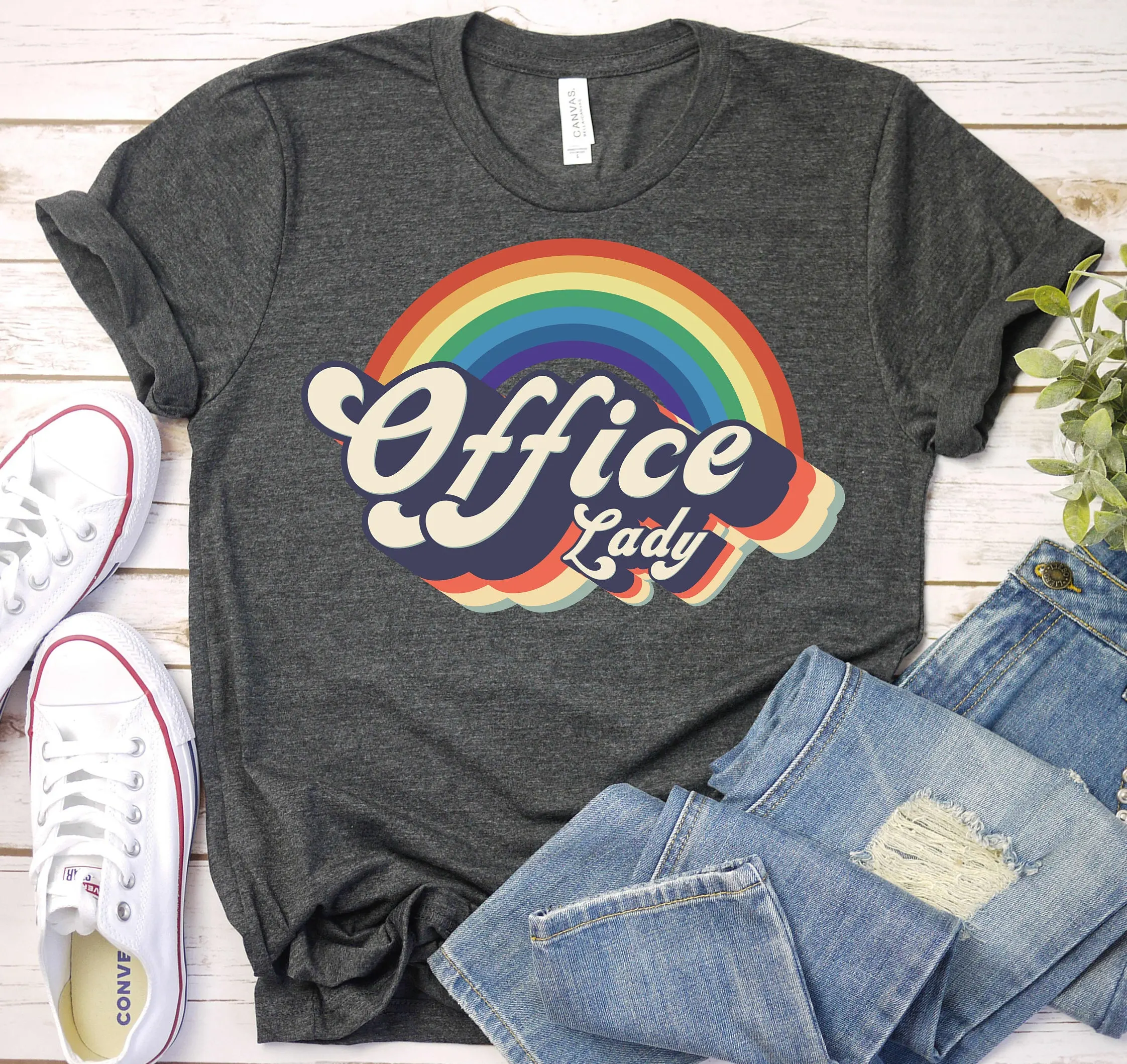 Office Lady T Shirt Front Squad School Secretary Manager Ladies Retro Administrative Assistant