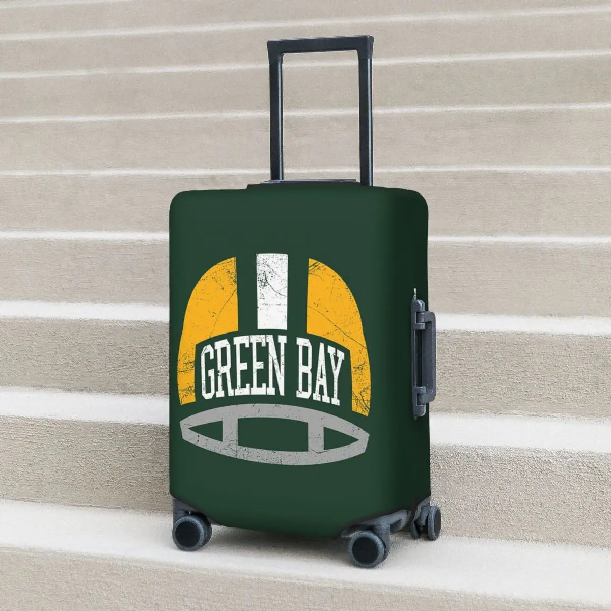 

Green Bay Retro Helmet - Green Suitcase Cover Protection Elastic Trip Luggage Protector Covers for 18-32 Inch
