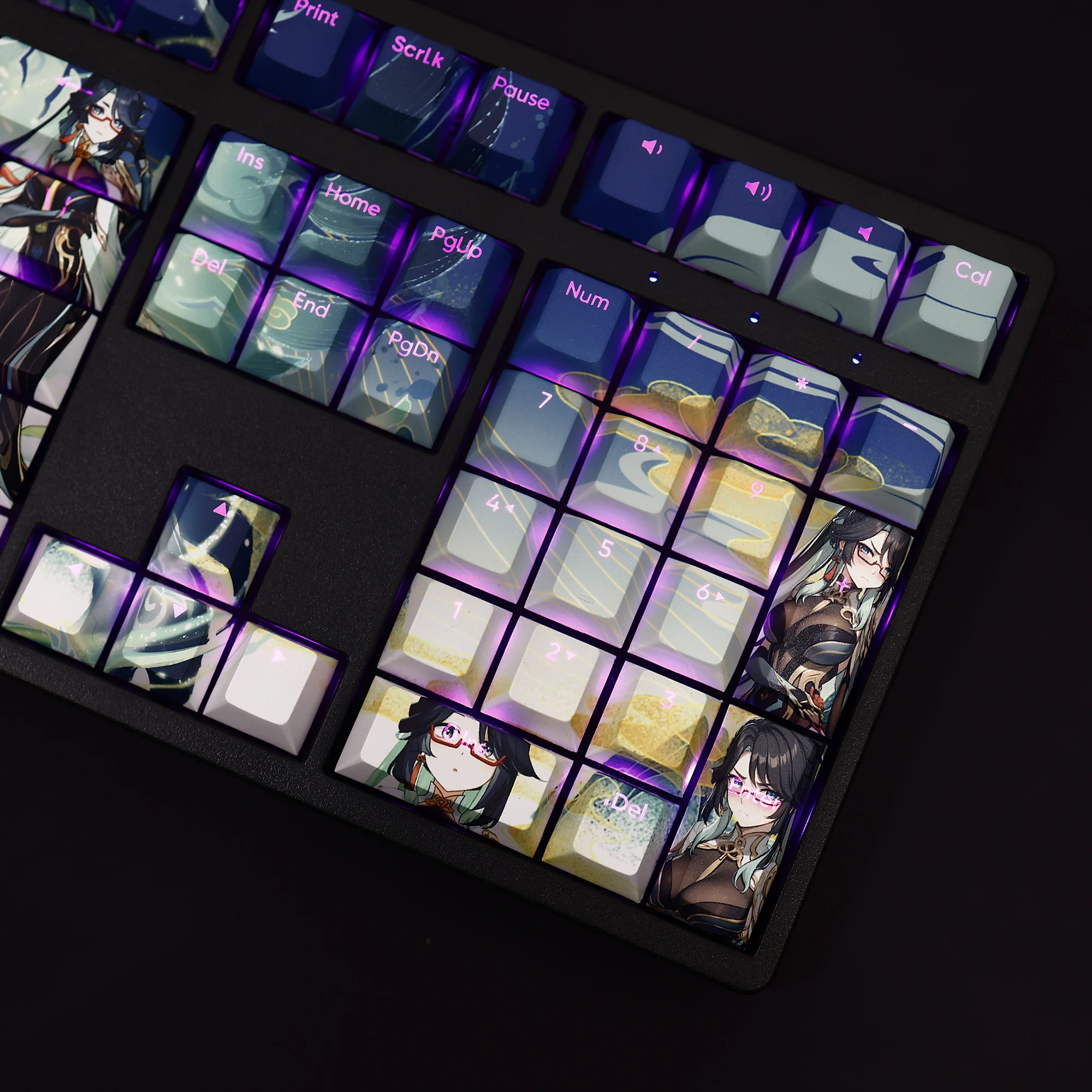 Genshin Impact Xianyun Anime Key Caps Game Cosplay Props PBT Transparent 108 Keycaps Computer Keyboard Accessorie