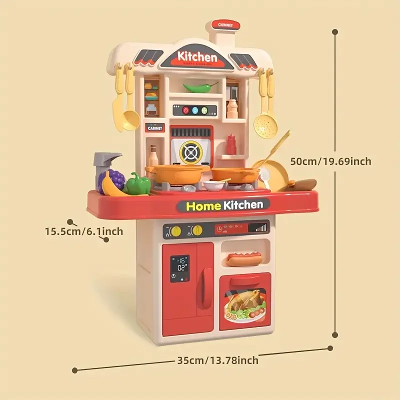 Realistico gioco di finzione giocattolo da cucina per bambini, set da gioco da chef accessori da cucina, luci e suoni, per regali per bambini e ragazze