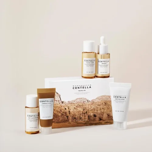 Imagen 2 del producto SKIN1004 Madagascar Centella Kit de viaje, tóner, ampolla, crema calmante, aceite de limpieza, ampolla de espuma, cuidado básico de la piel Mini 5 piezas