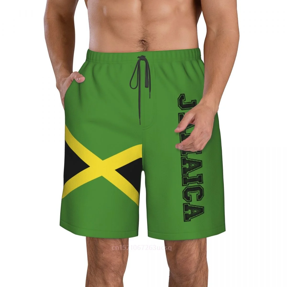 2025 Summer Polyester Jamaica Country Flag 3D Printed Men's Board Shorts Beach Pocket Running Summer Pants