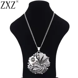 ZXZ Tibetan Silver Large Boho Flower Charm Pendant 68mmx65mm Long Chain Necklace 34