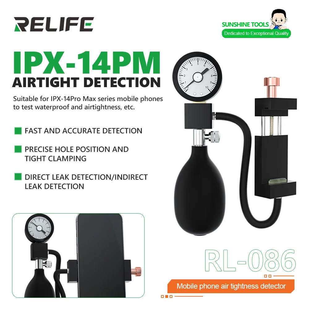

RELIFE RL-086 Mobile Phone Water Resistance Tester for IPhone X-14 PM Repair Water Resistance Sealing Integrity Testing Tool