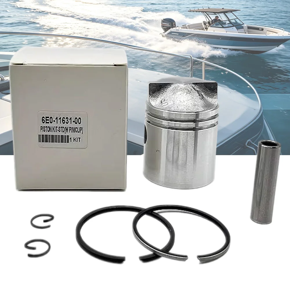 Boat Piston Kit Assy Ring Set(50MM )  6E0-11631 for Yamaha 4HP 5HP 2-Stroke 6E0-11631-00 Outboard part