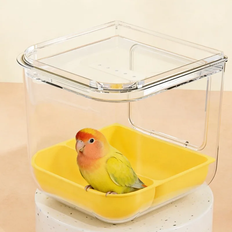 

Extra Large Bird Bath Box Shower Tub Cage Accessory for Parrot Budgie Cockatiel Lovebird Mynah Birds Grooming Cleaning Hygiene
