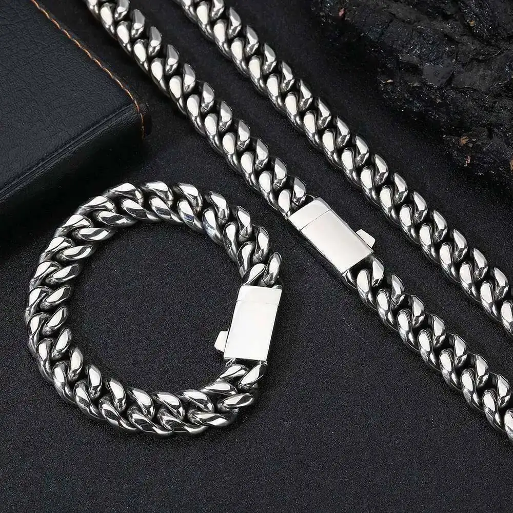 

NUOYA Hight Quality Stainless Steel Cuban Necklace for Men 18K Gold Plated Miami Cuban Chain Hip Hop Necklaces Fashion Jewelry