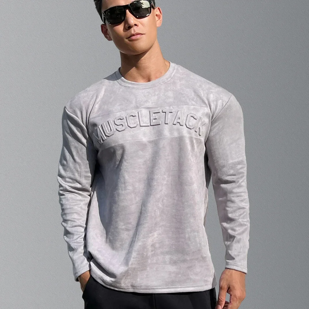 Men's sulfur sleeved T-shirt,camping outdoor clothing, fitness, running, training, spring and autumn Fashionable Crewneck