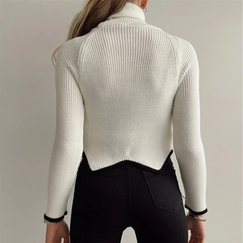 Autumn Long Sleeve Turtleneck Sweater Women Bottom Solid Slim Casual Pullover Sweaters Fashion Winter Warm Cropped Jumpers 30371