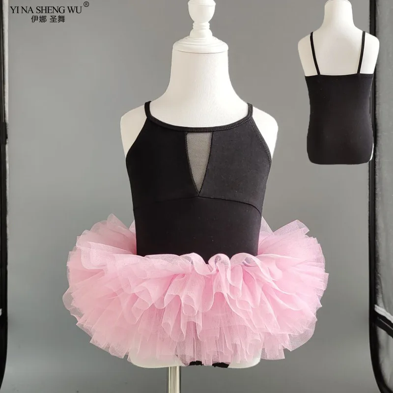 Falda de Ballet de 6 capas, disfraz de actuación de baile para niñas, ropa de práctica de Ballet, ropa de tirantes de baile para niñas