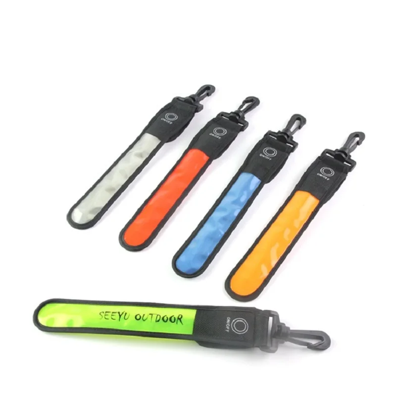 LED Glowing Luminous Reflective Backpack Hanging Light Night Running Safety Alert Wristband Outdoor Sport Armband Light