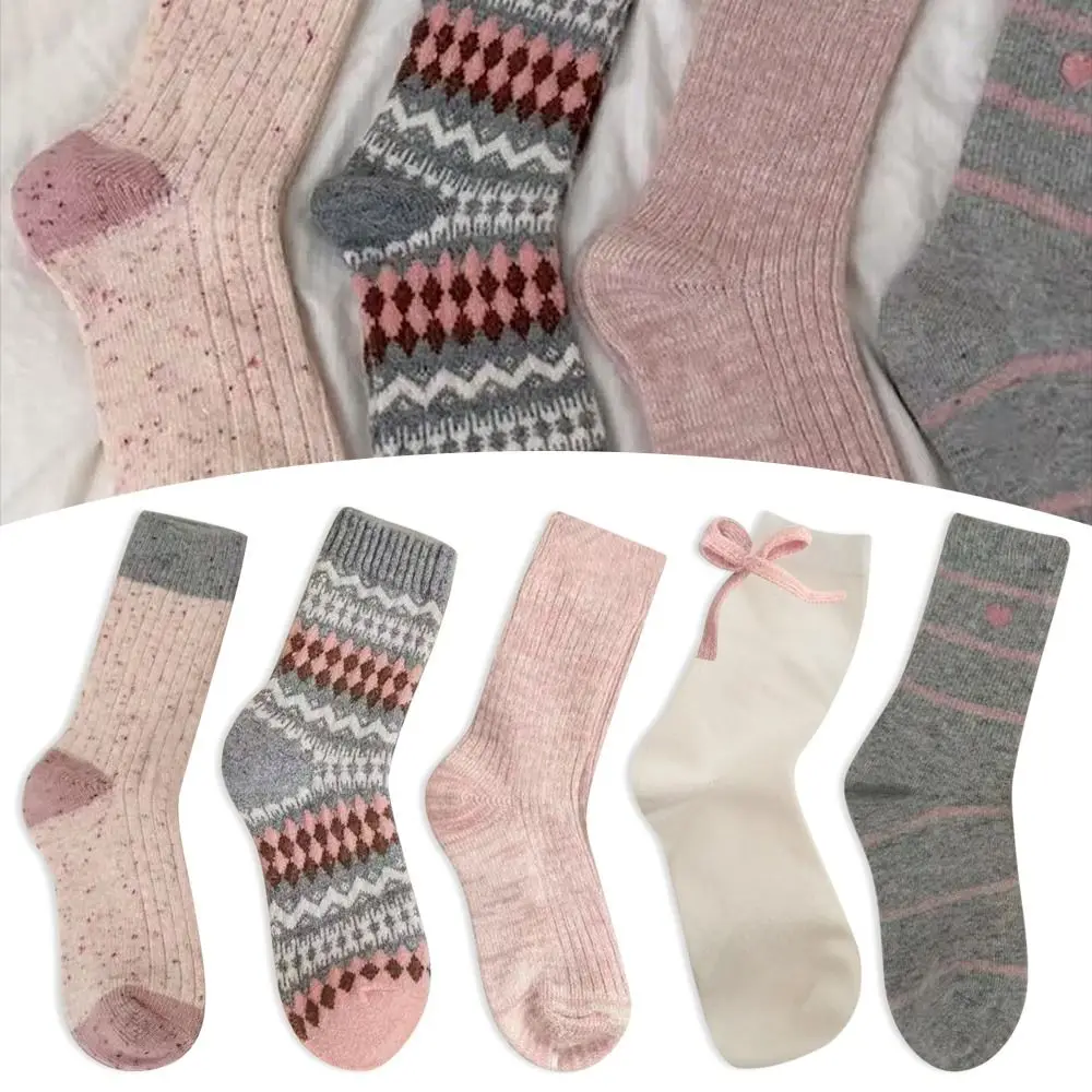 جوارب مريحة سميكة على شكل فيونكة دافئة ومتعددة الاستخدامات، جوارب طويلة من الصوف لخريف وشتاء