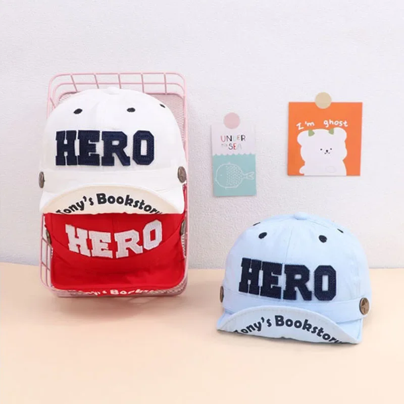

Embroidery Letter Baby Peaked Cap Fashion Children Baseball Hat 6-24Month Toddler Sunshade Visors Boy Soft Brim Duck Tongue Caps
