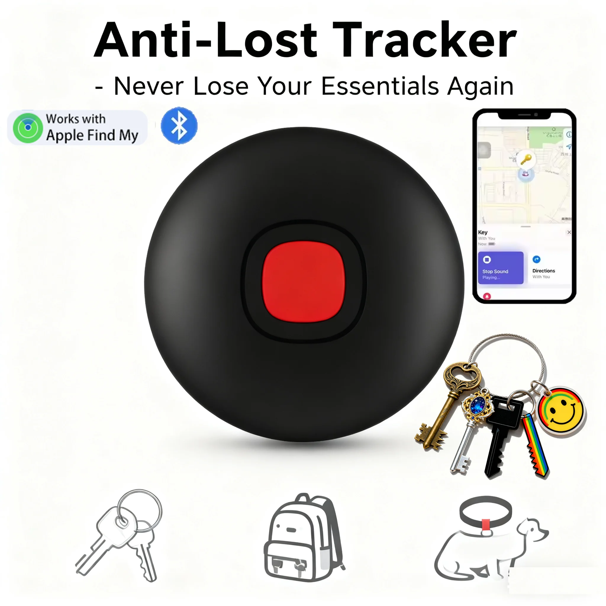 

Водонепроницаемые Airtags Bluetooth Smart Trackers Finder интеллектуальное позиционирование домашнее животное собака ключ от машины кошелек анти-потерянное устройство IOS Find my