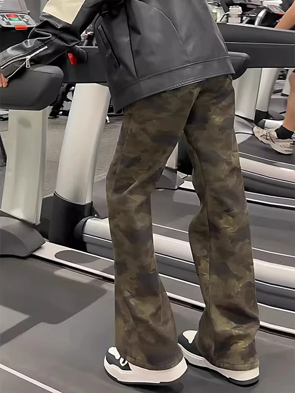 

Американские ретро-джинсы камуфляжные мужские для бега, спорта, повседневной носки и работы, брюки Cleanfit Knife, расклешенные брюки