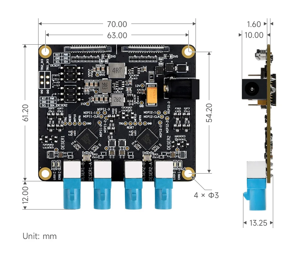 4-Ch GMSL Camera Adapter Board, Equipped With MAX9296 Deserializer, High-Speed And Low-Latency Serial Transmission,For CM5