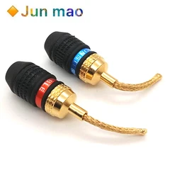 1 pair New banana plug copper wire braided gold-plated audio amplifier wiring plug pin socket
