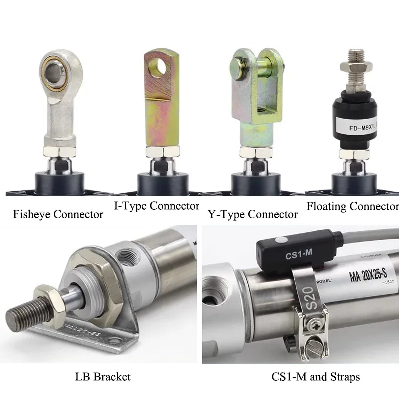 MA Pneumatic Air Cylinder Stainless Steel Mini Double Acting Single Rod 16/20/25/32/40 Bore 10~500mm Stroke MA32