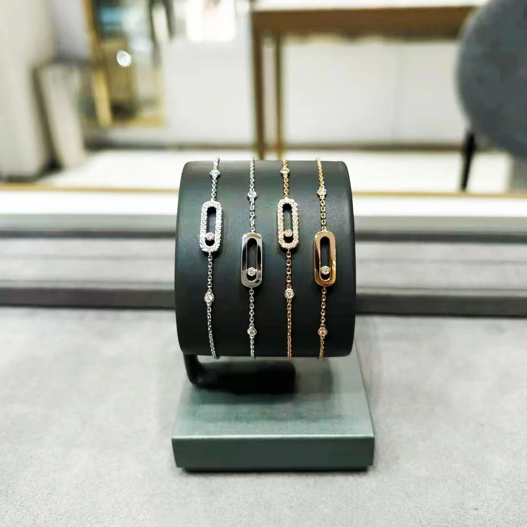 أزياء بوتيك 925 الفضة هندسية كاملة زركونيا المرأة سلسلة الشريحة واحدة سوار مجوهرات فاخرة الرجعية الكلاسيكية الطرف