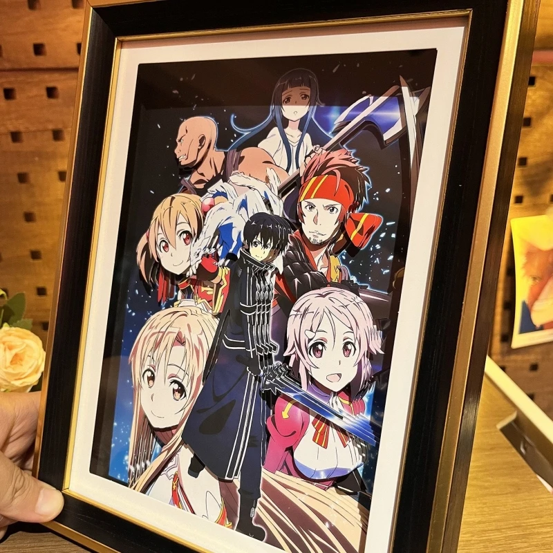 

ГОРЯЧИЙ Sword Art Online Аниме Мультфильм 3D Художественная Живопись Кирито Асуна Мультяшная Фигурка Коллекционировать Картина Ручной Работы Настольный Декор Фанаты Подарок