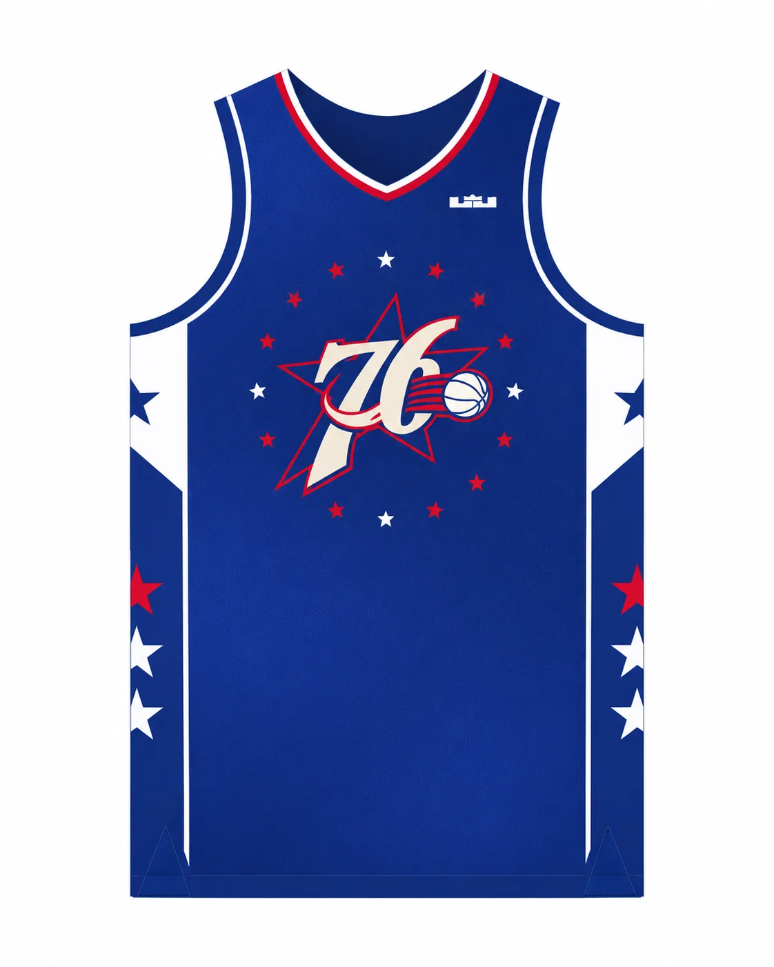 76 Star Print Basketballtrikot, ärmelloses V-Neck Sport-Tanktop für Männer und Frauen, atmungsaktive Mesh-Trainingsuniform, Fan-Basketballtrikot – Detail 3