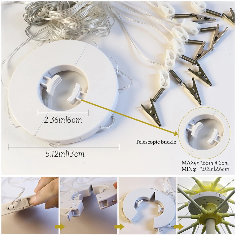 ไฟร่มลาน3.9Ft ไร้สายไฟ LED 104 AA ร่มใช้แบตเตอรี่กันน้ำหลอดไฟประดับแบบสายพร้อมรีโมทคอนโทรล