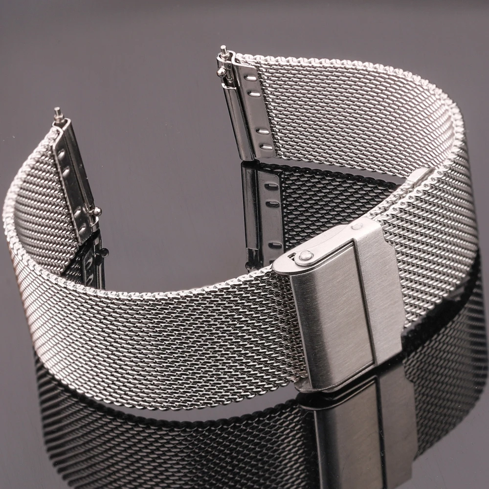 Milanese Mesh Stainless Steel Watch Band Bracelet 16mm 18mm 20mm 22mm Unisex Replacement Strap Accessory