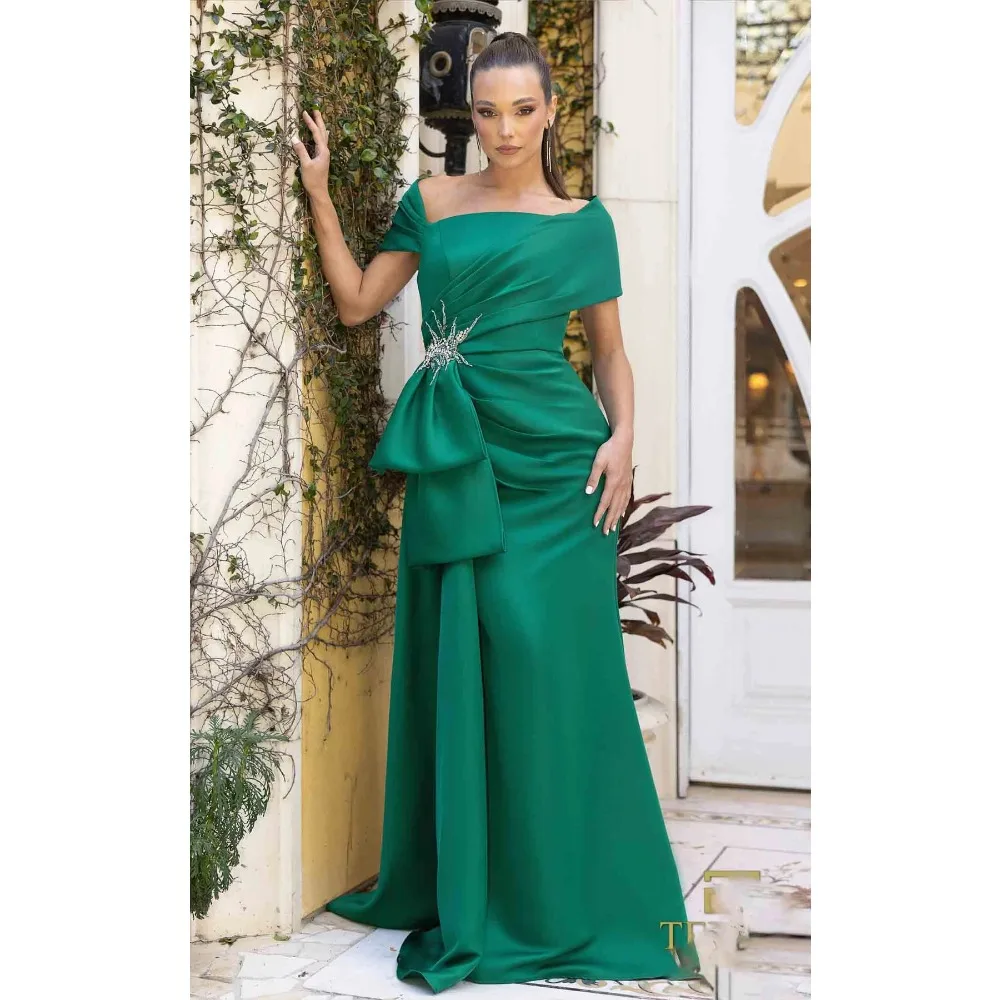 Customized Appliques Mother of the Birde Dresses Elegant Women's Evening Dress for Night Party Pleated Modern Formal Gowns