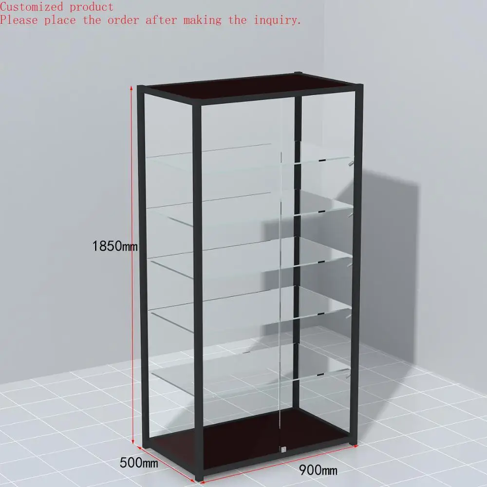 

Custom.Full Vision Glass Display Cabinet showcase with Slide Door