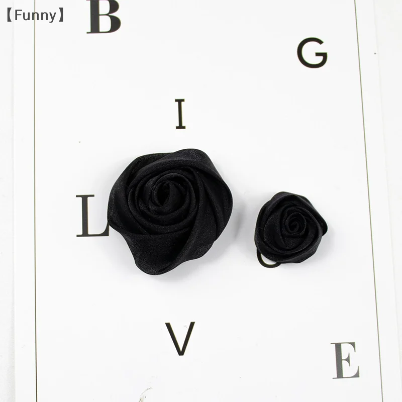 مشبك شعر من القماش الساتان واللؤلؤ الوردي على شكل ورود عصرية وإكسسوارات للشعر بمشبك جانبي #4