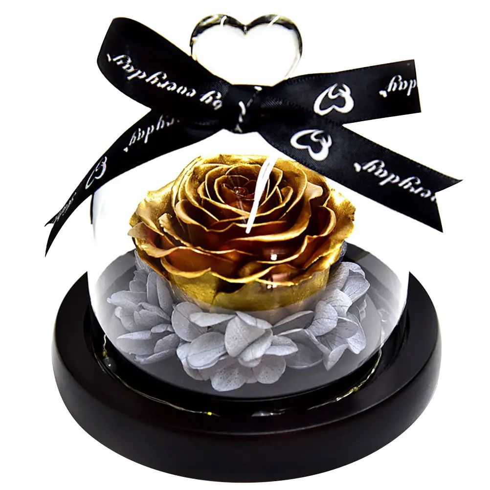 

Вечная светящаяся роза в прозрачном стеклянном колпаке: декор для рабочего стола, дома, офиса; подарок на годовщину свадьбы, День святого Валентина для нее