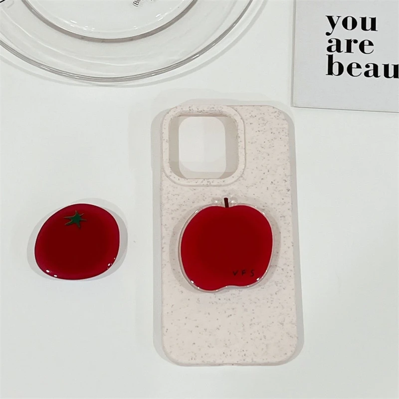 Korean Cute Cartoon Red Apple Tomato Griptok Bracket for IPhone Samsung Universal Phone Accessories Phone Holder Grip Tok Stand